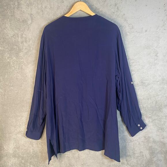 Soft Surroundings Top Women Size 2X V-Neck Pullover Long Sleeve Roll Tab Tunic - Picture 2 of 11